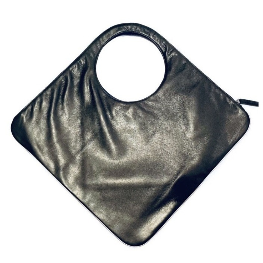 ARZA DESIGN Diamond Shoulder Bag in Black with Gold Trim